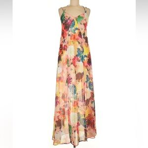 Spotlight by Warehouse Halter Watercolor Floral Maxi Dress Size 6 US